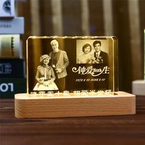 周年纪念日礼物送父母爱人女友照片定制金银钻石婚创意3D水晶礼品