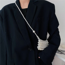 高级感ins风法式珍珠包包女手工编织串线迷你小包斜跨单肩韩版潮