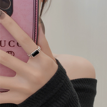 Z小姐925纯银黑玛瑙链条食指戒指女小众设计时尚个性2024年新款潮