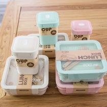 日式简约小麦秸秆分格便当盒微波炉饭盒上班带饭饭堂打饭午餐盒