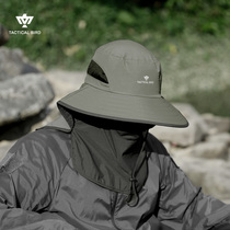 战术鸟夏季钓鱼专用帽子男户外防晒遮阳面罩渔夫帽防紫外线太阳帽