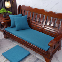 纯色亚麻实木沙发垫坐垫四季红木椅加硬海绵垫子防滑可拆洗沙发垫