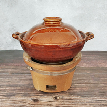 传统土砂锅老式炖锅红色土锅炭炉火锅砂锅打边炉粗陶沙锅瓦煲商用
