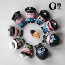 儿童警察公仔玩具手办车载摆件生日蛋糕用品警察玩偶人偶模型礼物