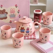 小熊与小兔ins风陶瓷茶壶套装可爱杯子茶具送礼喝水杯情侣礼盒装