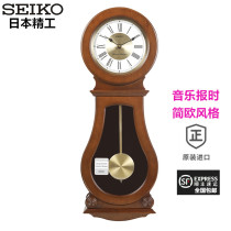 SEIKO日本精工挂钟整点音乐客厅简欧式实木石英钟吊摆原装QXH071