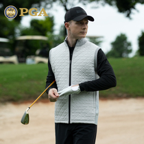 美国PGA 高尔夫马甲男士毛织背心春季保暖夹棉外套运动服装男装