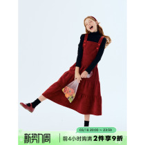 mpeng女童秋冬圣诞新年红色连衣裙扇形大裙摆甜美高级氛围感长裙