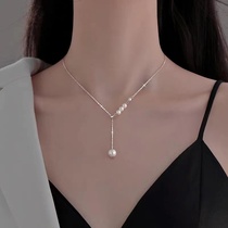 925纯银珍珠项链小众设计感轻奢锁骨链女2023新款爆款夏