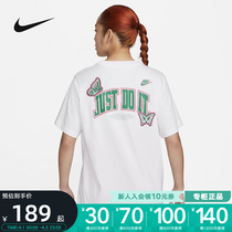 Nike耐克短袖女夏季后背印花透气圆领纯棉白色运动T恤FD2548-100