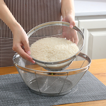 不锈钢沥水篮洗小米芝麻神器过滤网淘米器洗米筛家用滤水洗菜漏盆