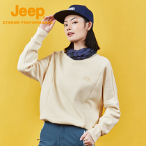 Jeep吉普户外加绒罗纹半高领卫衣女秋纯色运动上衣透气休闲衣