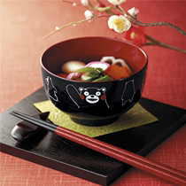 日本制 熊本熊山中涂漆器汤碗筷子勺子 日本进口餐具熊本熊拉面碗