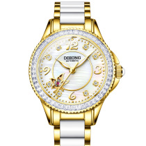白色镶钻手表瑞士进口全自动机械品牌女时尚陶瓷圆形夜光国产腕表