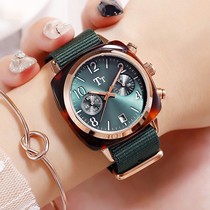 功能手表表带日历表同款潮流个性女帆布时尚圆形石英玫瑰国产腕表