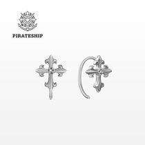 海盗船银饰十字架耳钉女小众设计感耳圈高级感网红耳饰爆款银耳环