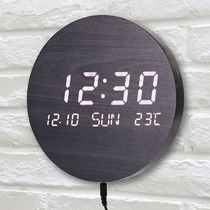 LED夜光墙面数字圆形挂钟 创意客厅家用日历时钟表电子座钟万年历