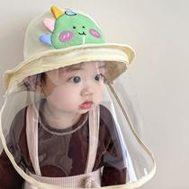宝宝去医院打疫苗带面屏防飞沫防护帽子婴儿头罩面罩渔夫帽可拆卸