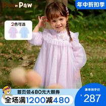 PawinPaw卡通小熊童装22年夏新款女宝宝公主风淑女网纱长袖连衣裙