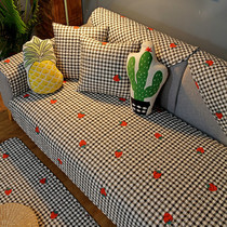 北欧风格纯棉现代简约四季通用沙发垫防滑布艺全包卡通沙发套座垫
