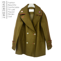 新品五系列新品女士冬季长款刺绣羊毛呢子大衣外套2JM4343180