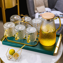 轻奢耐热玻璃杯家用客厅杯子高级感水壶待客家庭套装茶杯带把水杯