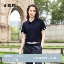 AIGLE艾高夏女士COOLMAX凉感速干排汗UPF30+防晒舒适户外短袖T恤