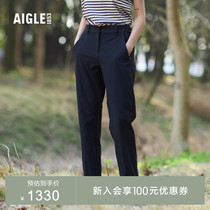 AIGLE艾高2024春夏新款防泼水户外运动休闲时尚直筒长裤女士裤装