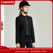 HAVVA2024春季新款黑色小西装外套女气质修身设计感上衣B3-1916