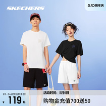 Skechers斯凯奇白色短袖短裤男女同款2024年新品情侣运动速干T恤