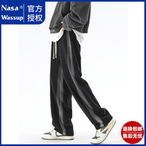 NASA休闲运动裤男春秋季宽松大码卫裤潮牌直筒阔腿美式长裤牛仔裤