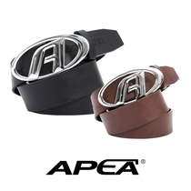 APEA原创设计时尚A字母金属扣头腰带甜酷女孩简约百搭压花皮带
