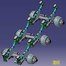 汽车货车桥钢板弹簧悬架悬挂3D三维几何数模型气刹气压制动系轮辋