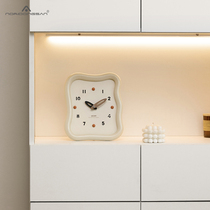 NORI客厅桌面奶油风时钟装饰摆件台式个性座钟现代简约钟表摆放式