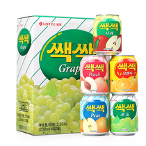 韩国原装进口LOTTE乐天葡萄汁饮料238ml12罐青葡萄果肉果粒饮品