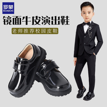 罗蒙男童皮鞋软底表演新款演出黑色小男孩英伦学生儿童鞋大童单鞋