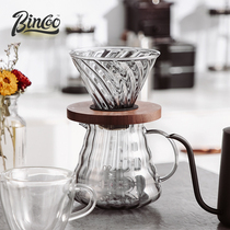 手冲咖啡壶玻璃竖纹分享壶过滤杯云朵壶煮咖啡器具套装家用冲泡杯