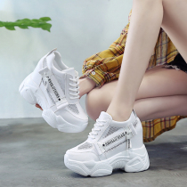 老爹鞋韩版新款11cm超高跟网鞋松糕休闲小白鞋夏季运动内增高女鞋