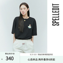SPELLEDIT2023韩版休闲维纳斯半袖T恤学院风卡通图案T恤女