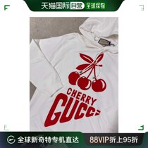 【99新未使用】香港直邮Gucci   男款白色樱桃字母连帽卫衣  6812