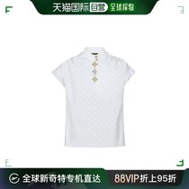 欧洲直邮Louis Vuitton路易威登女士白色棉质徽标荷叶边衬衫简约