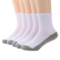 儿童袜子纯棉春秋季学生男童女童中筒袜半色底小白袜3-5-7-9-12岁