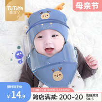 婴儿防护面罩帽子秋冬款防飞沫0一3月新生儿宝宝外出遮脸幼儿胎帽