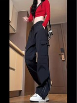 冲锋裤女春秋款高腰美式大码宽松工装裤直筒潮牌机能风设计感裤子