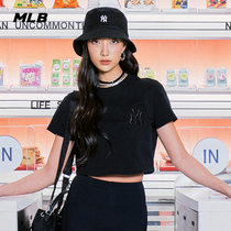 MLB官方 女士短款T恤刺绣LOGO宽松运动短袖休闲圆领套装夏季TS110