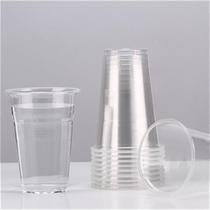 一次性杯子大号塑料500ml一箱整箱水杯圆杯透明50个杯子塑料杯300