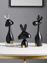 现代简约兔子小摆件创意轻奢客厅桌面书架展示柜酒柜软装饰品摆设