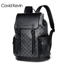Cavid Kevin男双肩包欧美时尚格子背包潮牌大容量旅行休闲电脑包