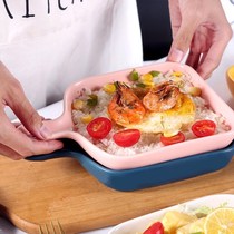 家用创意芝士焗饭烤盘早餐盘面包盘烘焙单柄烤盘烤箱适用陶瓷餐具