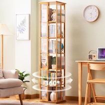 旋转书架落地置物架书柜子家用储物柜儿童客厅简易实木展示架立架